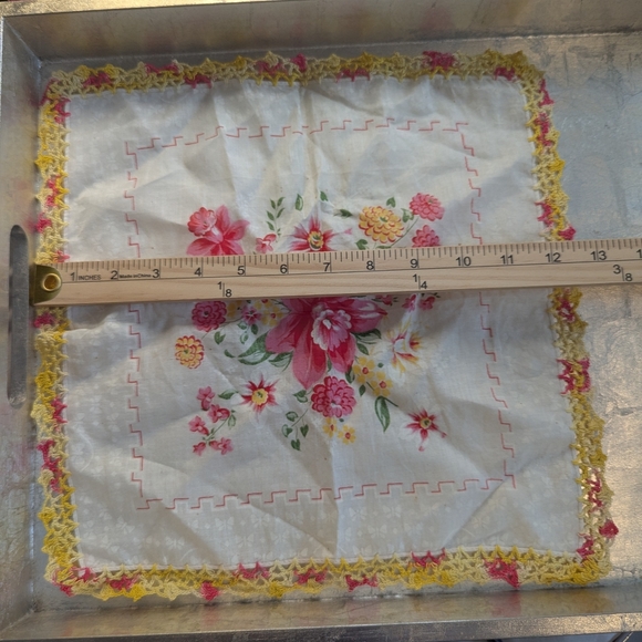 Vintage 6 Handkerchief Crochet Edge Linen Cotton Floral Embroidery - Picture 11 of 15